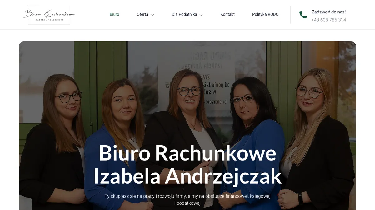 Strona internetowa biura rachunkowego Andrzejczak – usługi księgowe i podatkowe