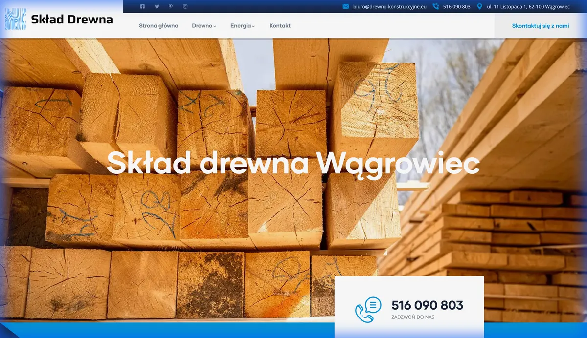 Strona firmowa Drewno Konstrukcyjne – producent drewna konstrukcyjnego i materiałów budowlanych