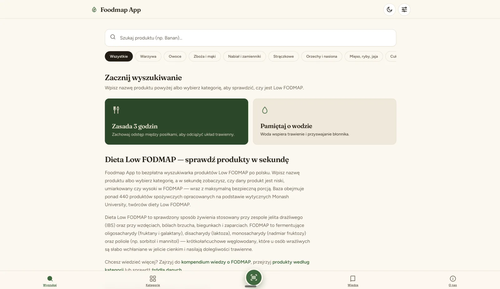 FODMAP Checker – aplikacja PWA do sprawdzania produktów na diecie Low FODMAP przy IBS
