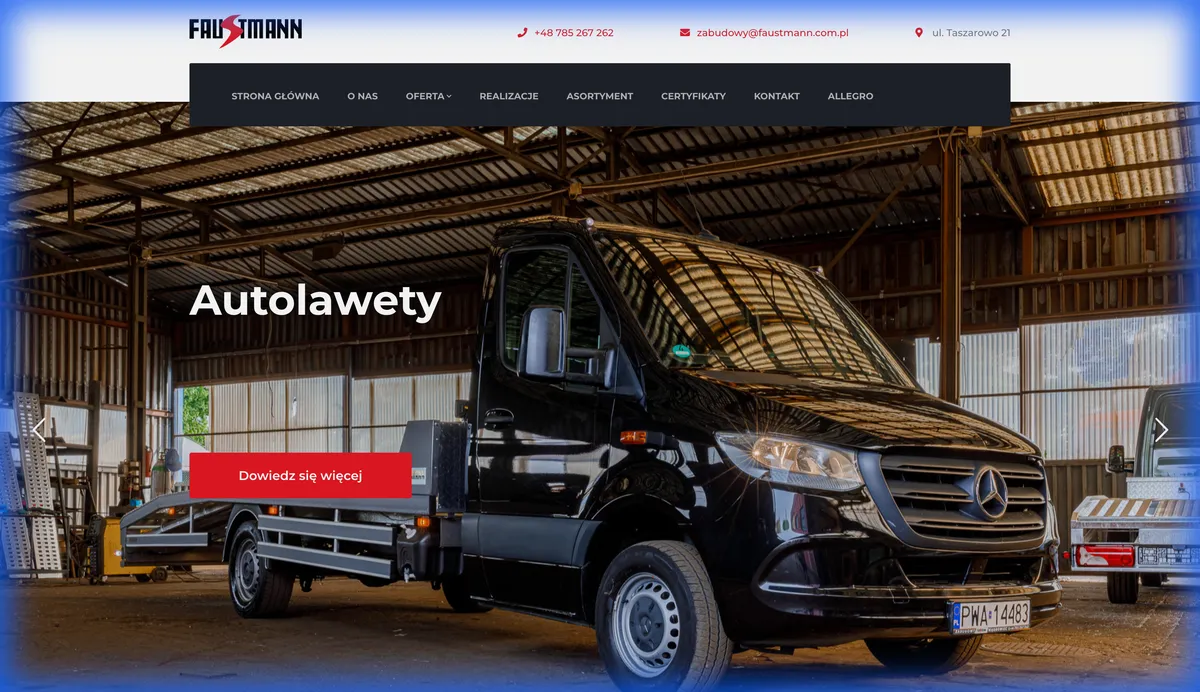 Strona WWW Zabudowy Faustmann – zabudowy samochodów dostawczych i użytkowych
